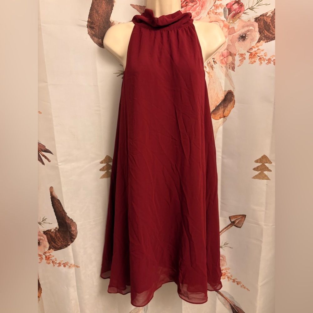 Medium Elegant Burgundy Halter Dress